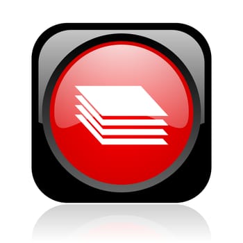 layers black and red square web glossy icon