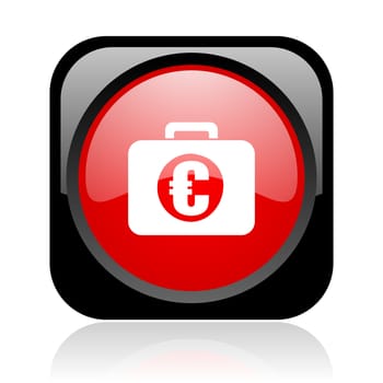 financial black and red square web glossy icon