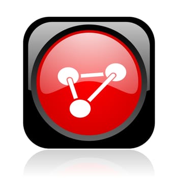 chemistry black and red square web glossy icon