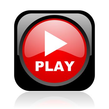 play black and red square web glossy icon
