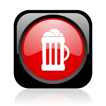 beer black and red square web glossy icon