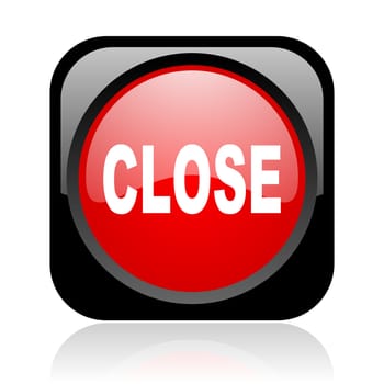 close black and red square web glossy icon