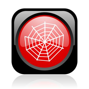 spider web black and red square web glossy icon
