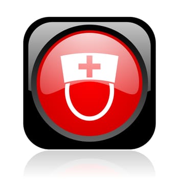 nurse black and red square web glossy icon