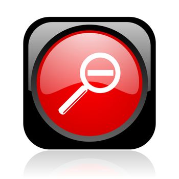 magnification black and red square web glossy icon