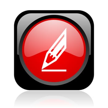 draw black and red square web glossy icon