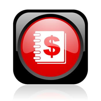 money black and red square web glossy icon