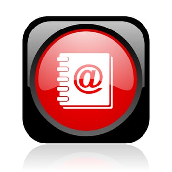 address book black and red square web glossy icon