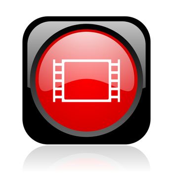 movie black and red square web glossy icon