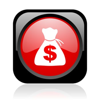 money black and red square web glossy icon