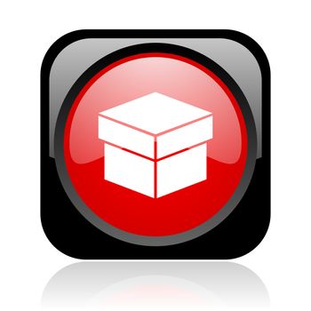 box black and red square web glossy icon