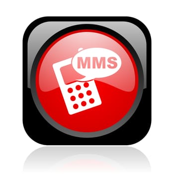 mms black and red square web glossy icon