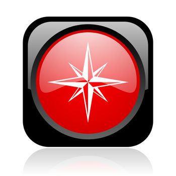 compass black and red square web glossy icon