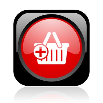 shopping cart black and red square web glossy icon