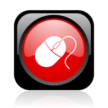mouse black and red square web glossy icon