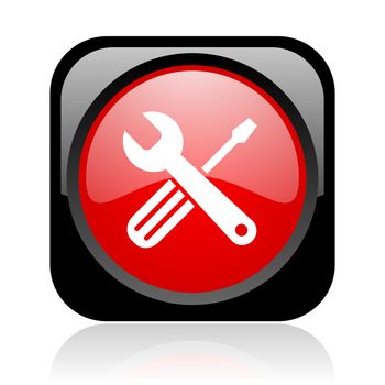 tools black and red square web glossy icon