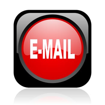 mail black and red square web glossy icon