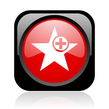 star black and red square web glossy icon