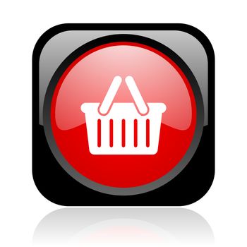 shopping cart black and red square web glossy icon