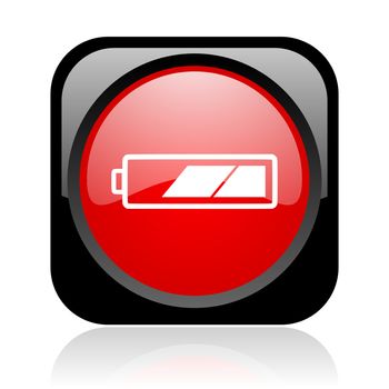 battery black and red square web glossy icon