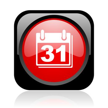 calendar black and red square web glossy icon