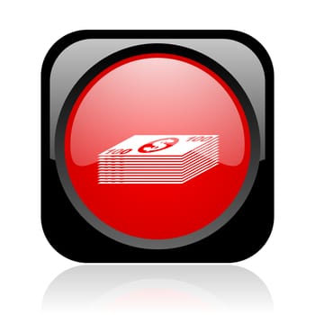 money black and red square web glossy icon