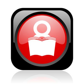 book black and red square web glossy icon