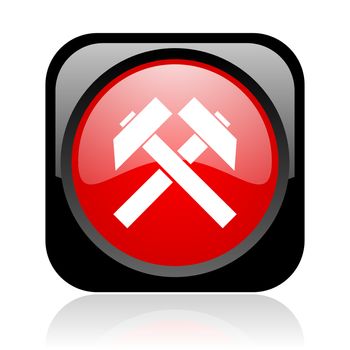 mining black and red square web glossy icon