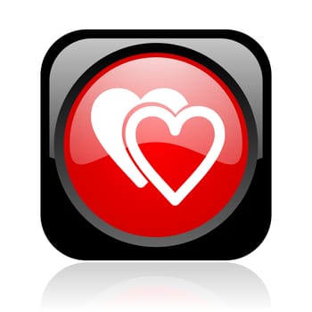 love black and red square web glossy icon