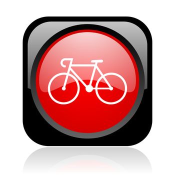 bicycle black and red square web glossy icon