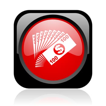 money black and red square web glossy icon