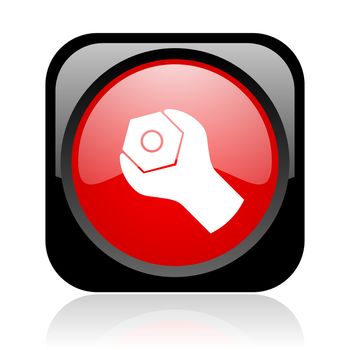 tools black and red square web glossy icon