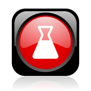 chemistry black and red square web glossy icon