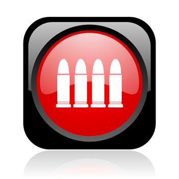 ammunition black and red square web glossy icon