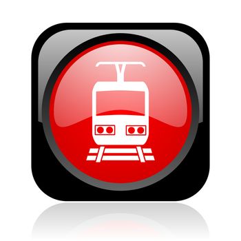 train black and red square web glossy icon