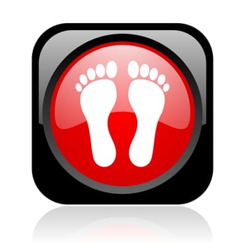 footprint black and red square web glossy icon