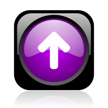 arrow up black and violet square web glossy icon