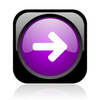 arrow right black and violet square web glossy icon