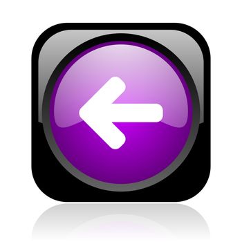 arrow left black and violet square web glossy icon