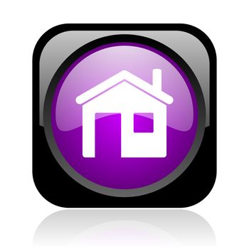home black and violet square web glossy icon
