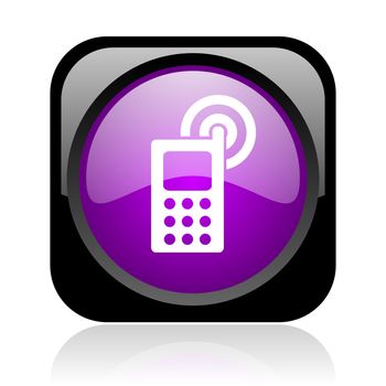 cellphone black and violet square web glossy icon