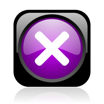 cancel black and violet square web glossy icon