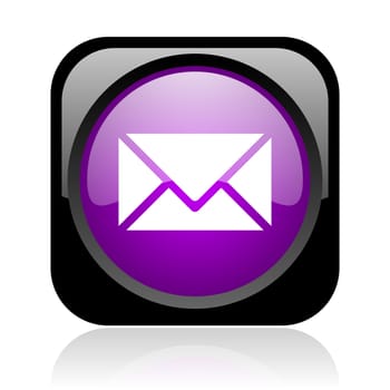 mail black and violet square web glossy icon