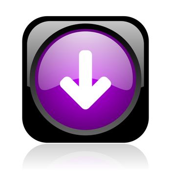 arrow down black and violet square web glossy icon