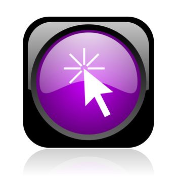 click here black and violet square web glossy icon