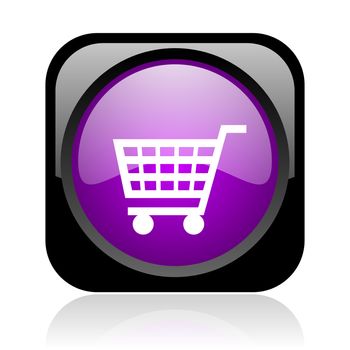 shopping cart black and violet square web glossy icon