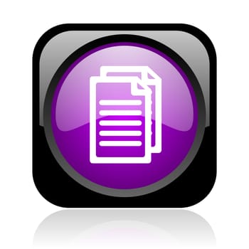 document black and violet square web glossy icon