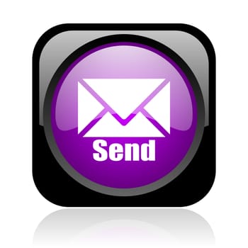 send black and violet square web glossy icon