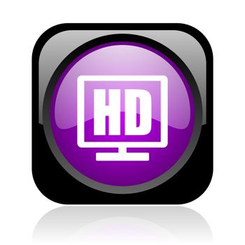 hd display black and violet square web glossy icon