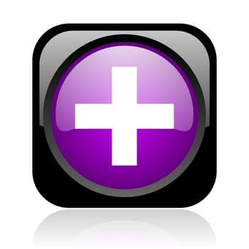 emergency black and violet square web glossy icon